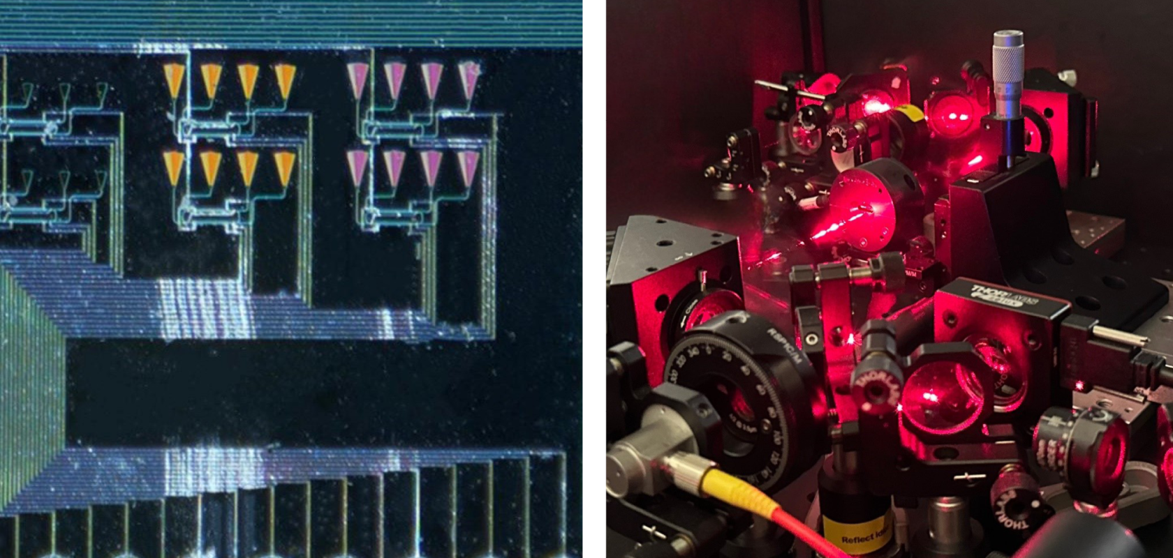 An integrated silicon photonic chip and a red laser pumped nonlinear interferometer used for methane sensing