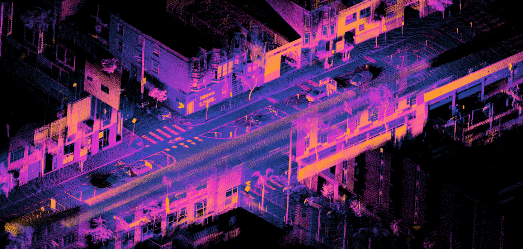 Image created with a lidar sensor on a moving car