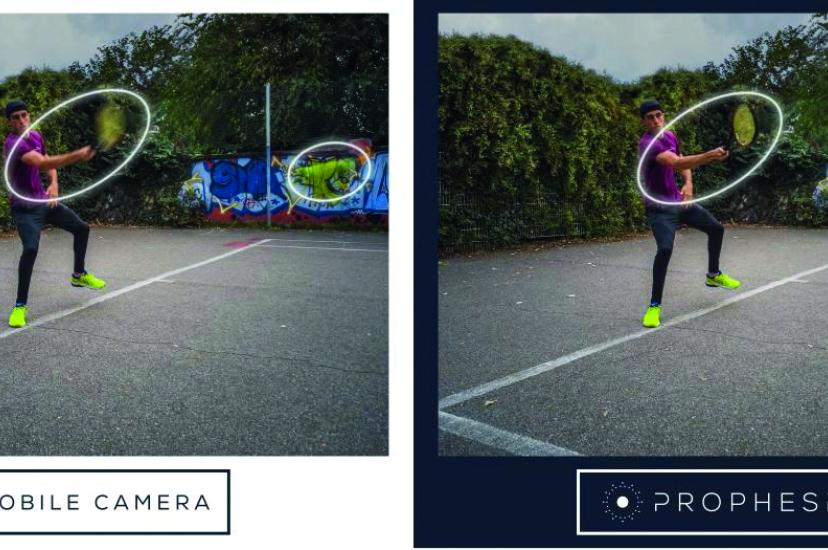 Event imaging comparison shot of man hitting tennis ball