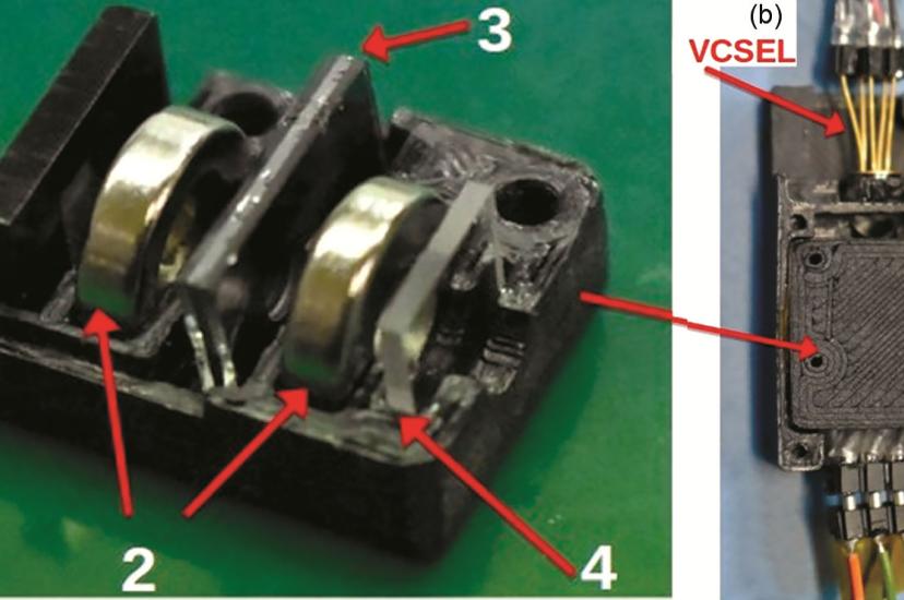 The various components of the slotted MO housing