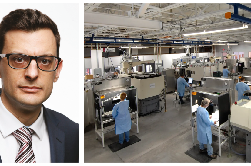 Stratos Kehayas, G&H CTO, and the manufacturing floor at the newly acquired G&H | GS Optics in Rochester, New York