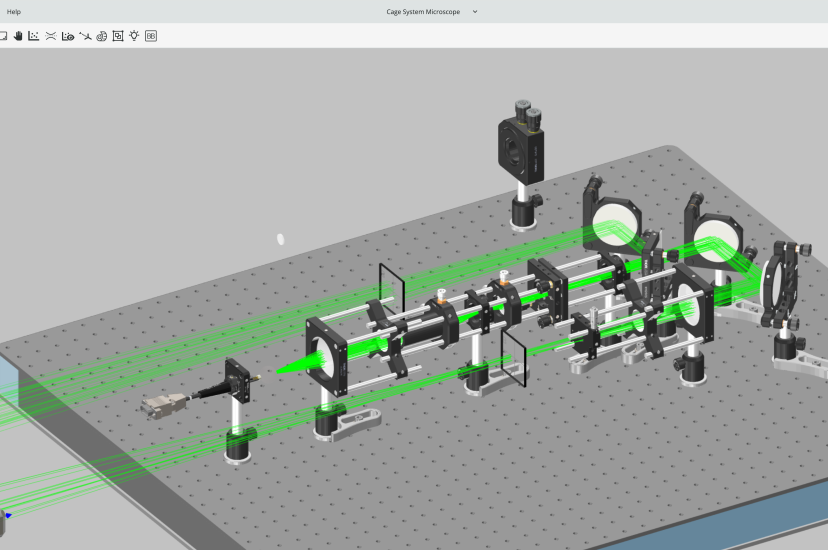 An optical cage system simulated and rendered using 3dOptix  [Credit: 3dOptix]