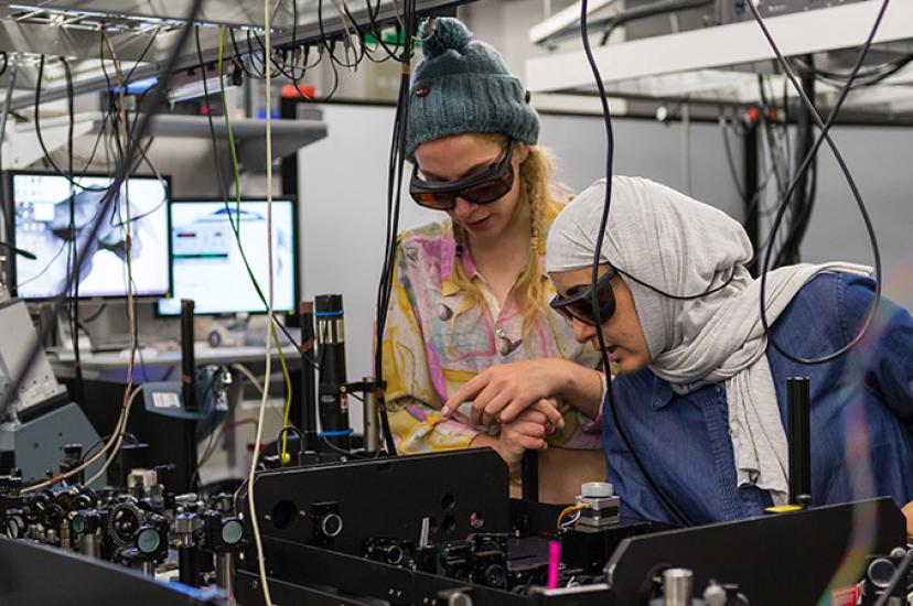 Doctoral students working in The University of Manchester's Photon Science Institute lab