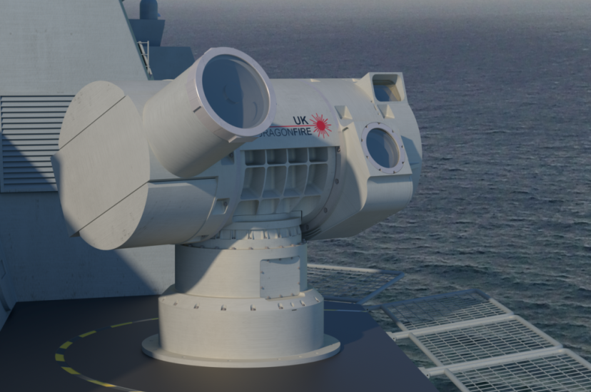 The DragonFire laser directed eneregy weapon system on board a ship