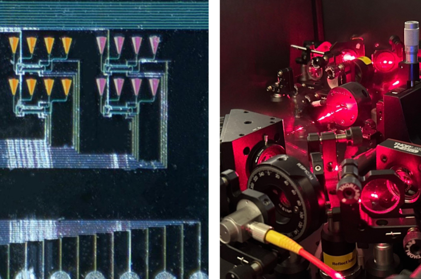 An integrated silicon photonic chip and a red laser pumped nonlinear interferometer used for methane sensing