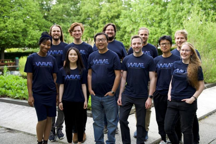 Wave Photonics team. Clockwise from top left: Matthew Anderson, CSO; Bence Parti, Photonics Engineer; Ralph Malein, Photonics Engineer; Giannis Chatzopoulos, Photonics Engineer; Mateusz Kubica, CTO; Friederike Jöglinger, Photonics Engineer; Jiangbo Zhu, Senior Photonics Engineer; James Lee, CEO; Ming Zhang, Non-Executive Director; You She, Photonics Engineer and Tolulope Taiwo-Ashaju, Founder’s Associate