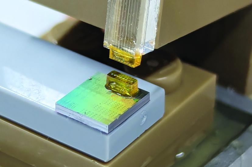 A connector assembly displays SABIC’s EXTEM resin used in a micro-lens array at OFC 2025