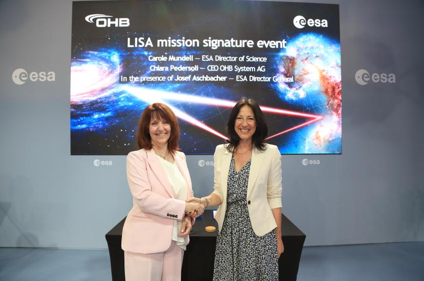 ESA Director of Science, Carole Mundell and OHB System CEO, Chiara Pedersoli