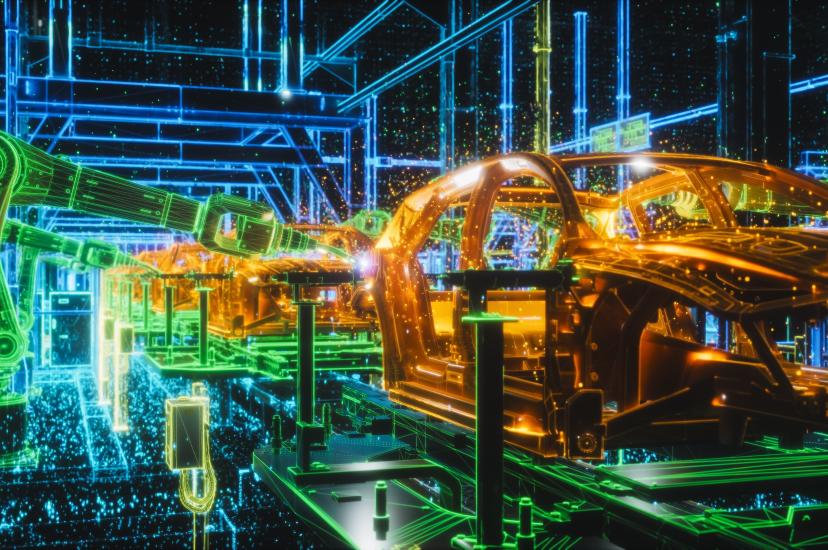 Robotic arm in factory 