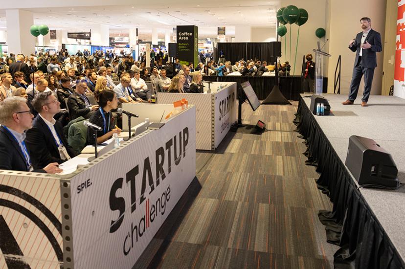 Trey Daunis pitching at SPIE Startup Challenge 2025