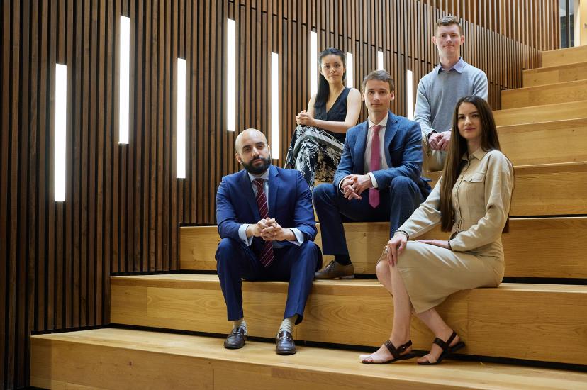 Dr Ramy Shelbaya, Wenmiao Yu, Dr Marko von der Leyen, George Dunlop and Dr Zhanet Zaharieva from Quantum Dice