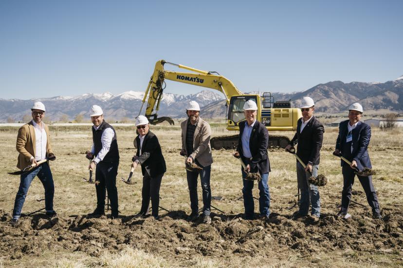 Lattice Materials employees break ground at new site in construction area