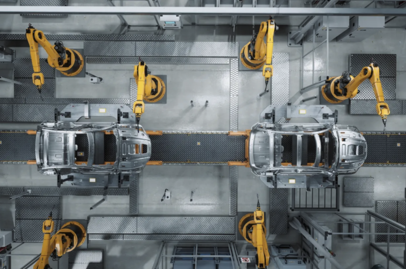 Automotive manufacturing on a robotic production line