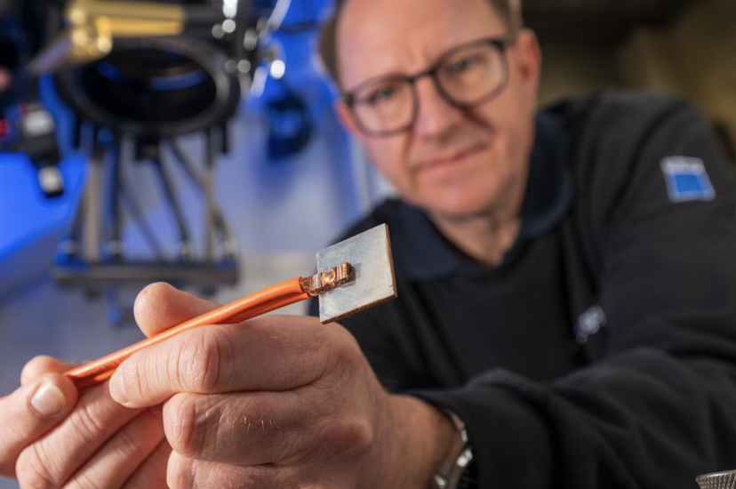 Laser-welded copper connection for EV battery