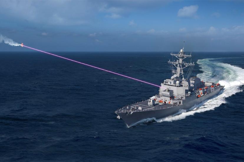 laser-directed-energy defence system application depiction, shooting a UAS drone