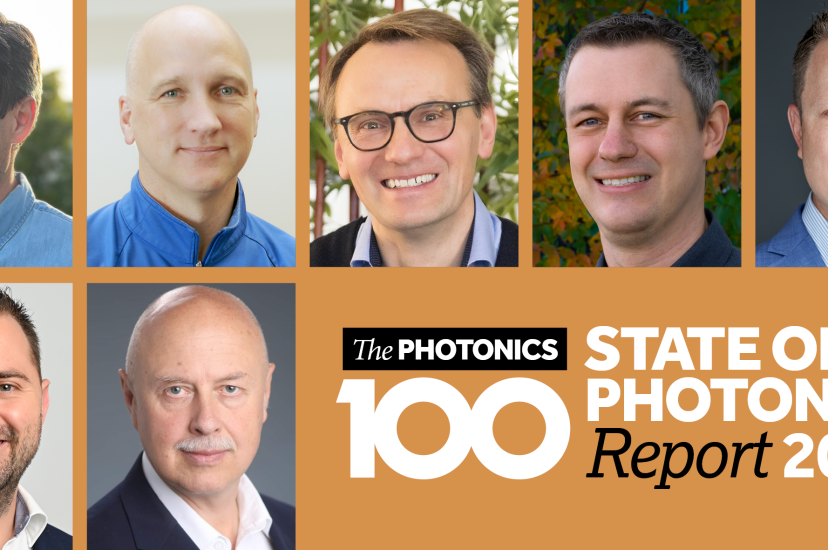 A montage of men's faces above the logo for The Photonics100 and the State of Photonics Report 2026