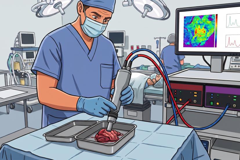 illustration of doctor using in-surgery biopsy probe