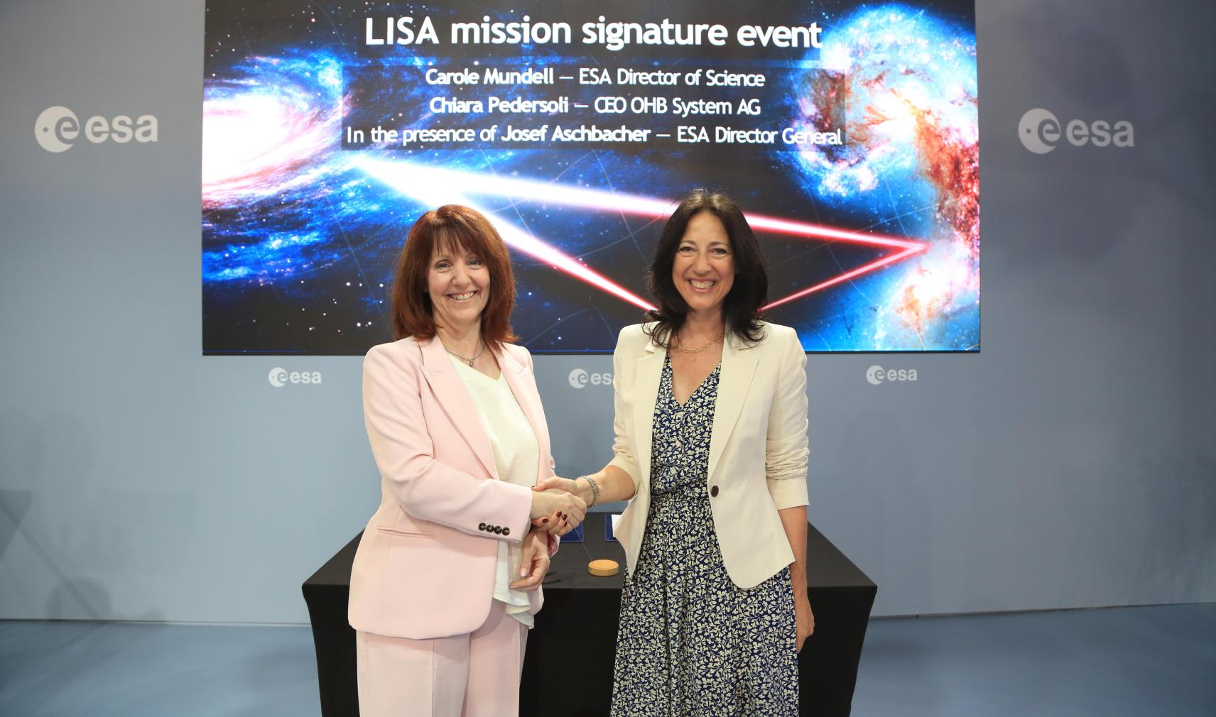 ESA Director of Science, Carole Mundell and OHB System CEO, Chiara Pedersoli