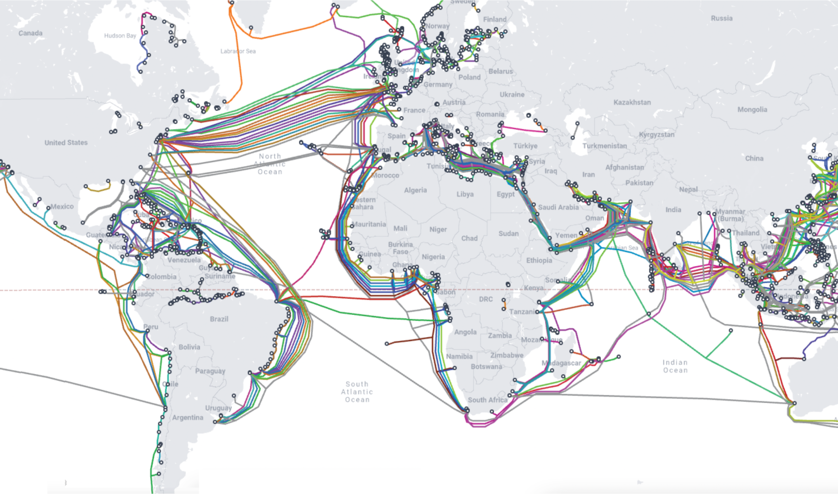 The global underwear fibre-optic cable network