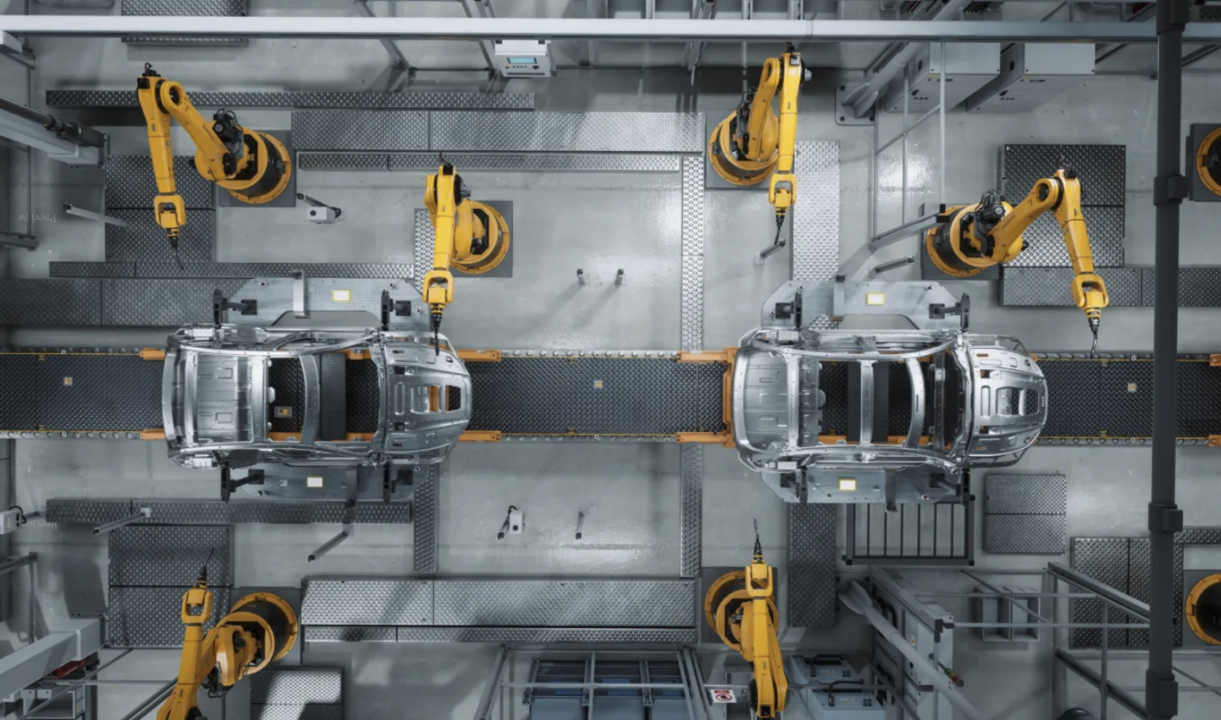 Automotive manufacturing on a robotic production line
