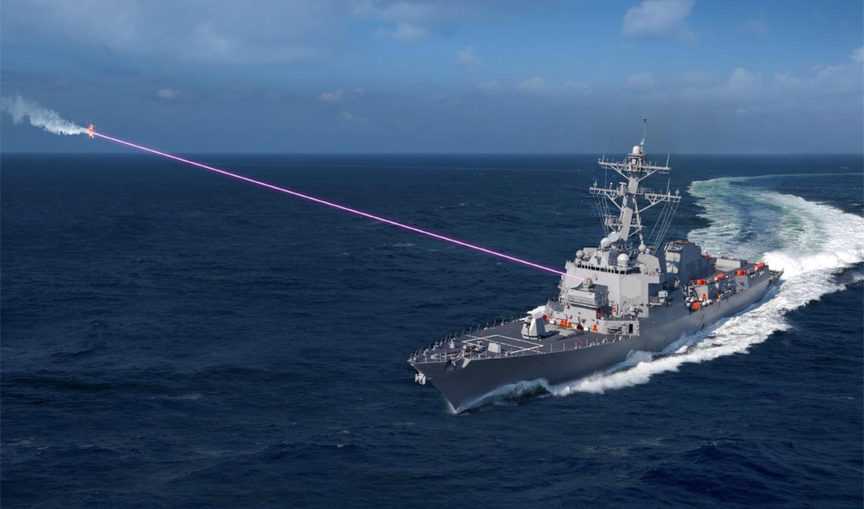 laser-directed-energy defence system application depiction, shooting a UAS drone