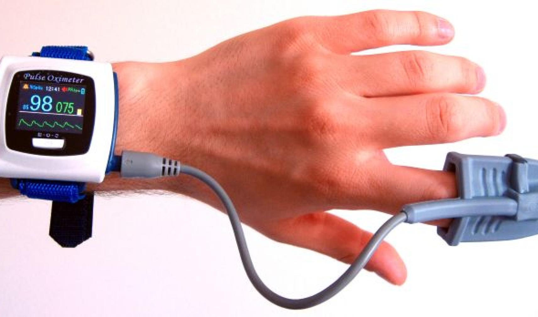 Stock picture of a wrist-mounted pulse oximeter