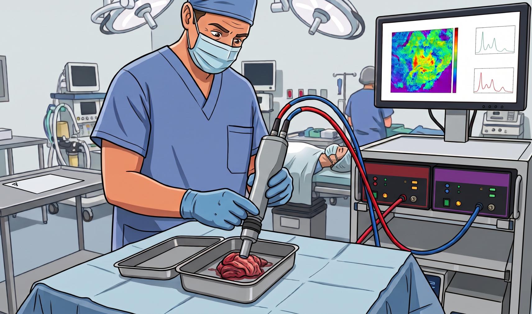illustration of doctor using in-surgery biopsy probe