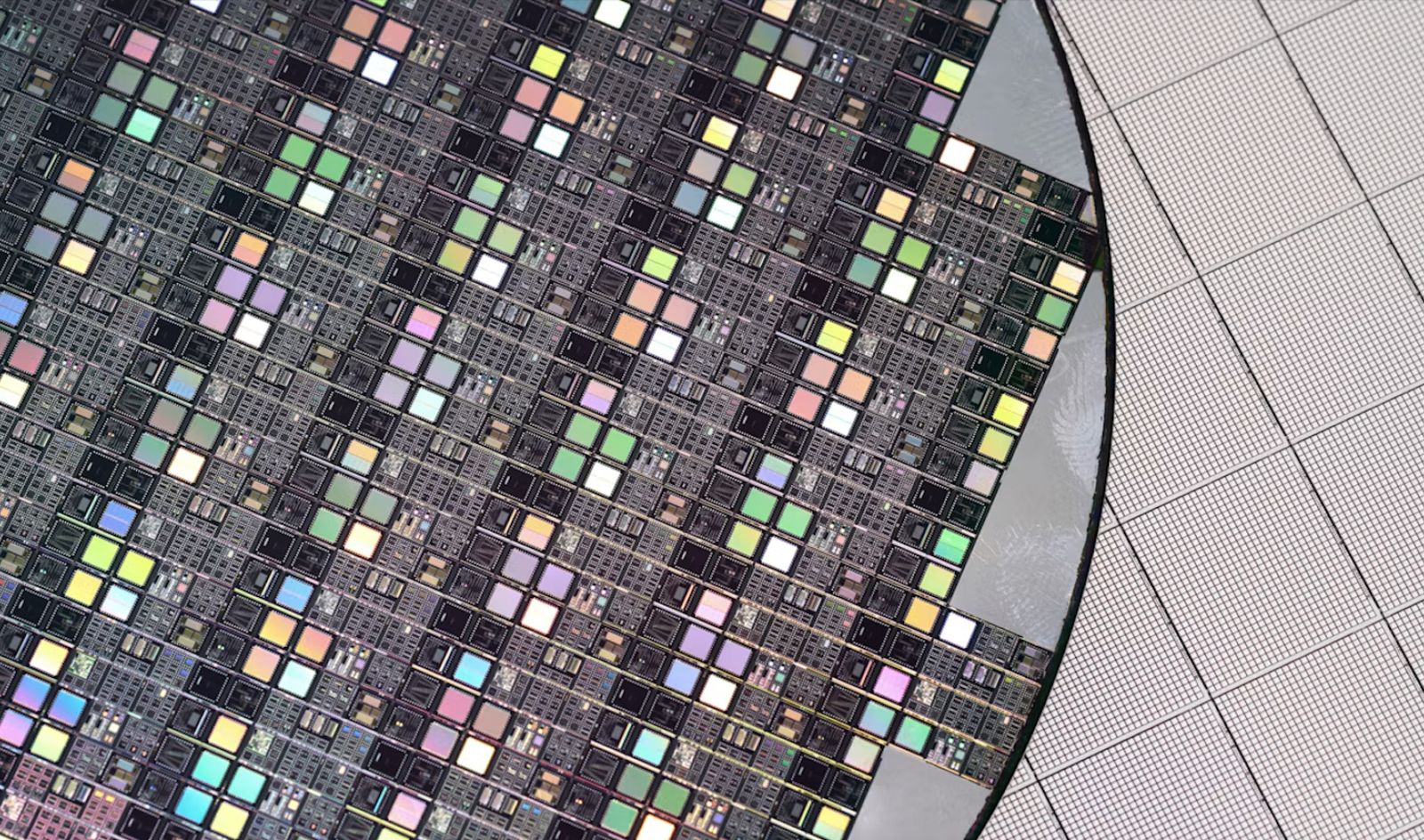 Close-up of semiconductor wafer