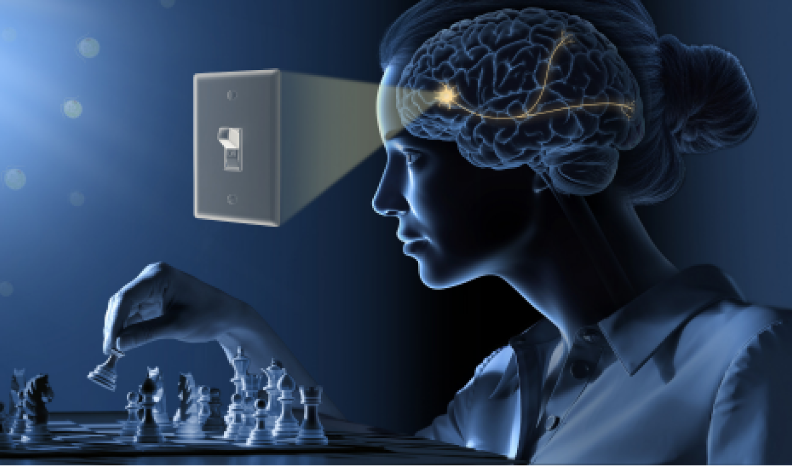 Switching neural activity on and off like a light switch illustration