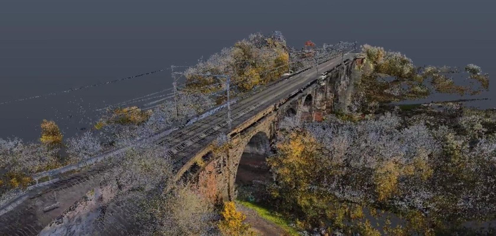 A lidar scan of the Sankey viaduct Lidar railway viaduct
