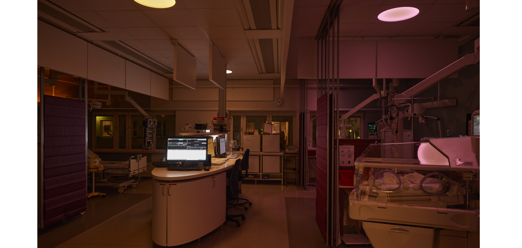 Circadian lighting is increasingly being deployed within the healthcare sector, for example in this Neonatal Intensive Care Ward at Uppsala University Hospital, Sweden