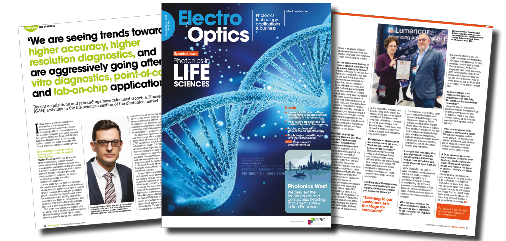 Cover and pages of Electro Optics magazine December January 2024
