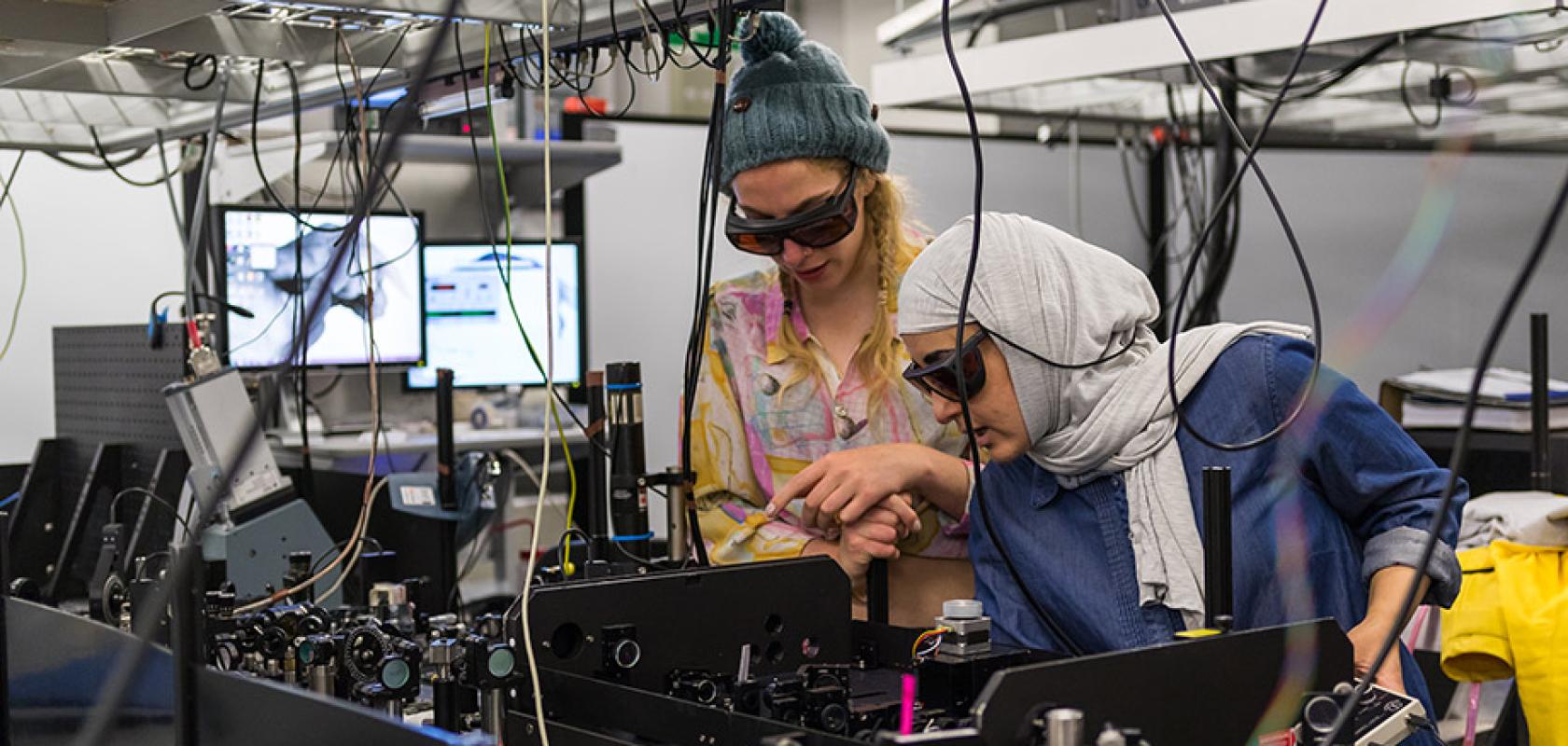 Doctoral students working in The University of Manchester's Photon Science Institute lab