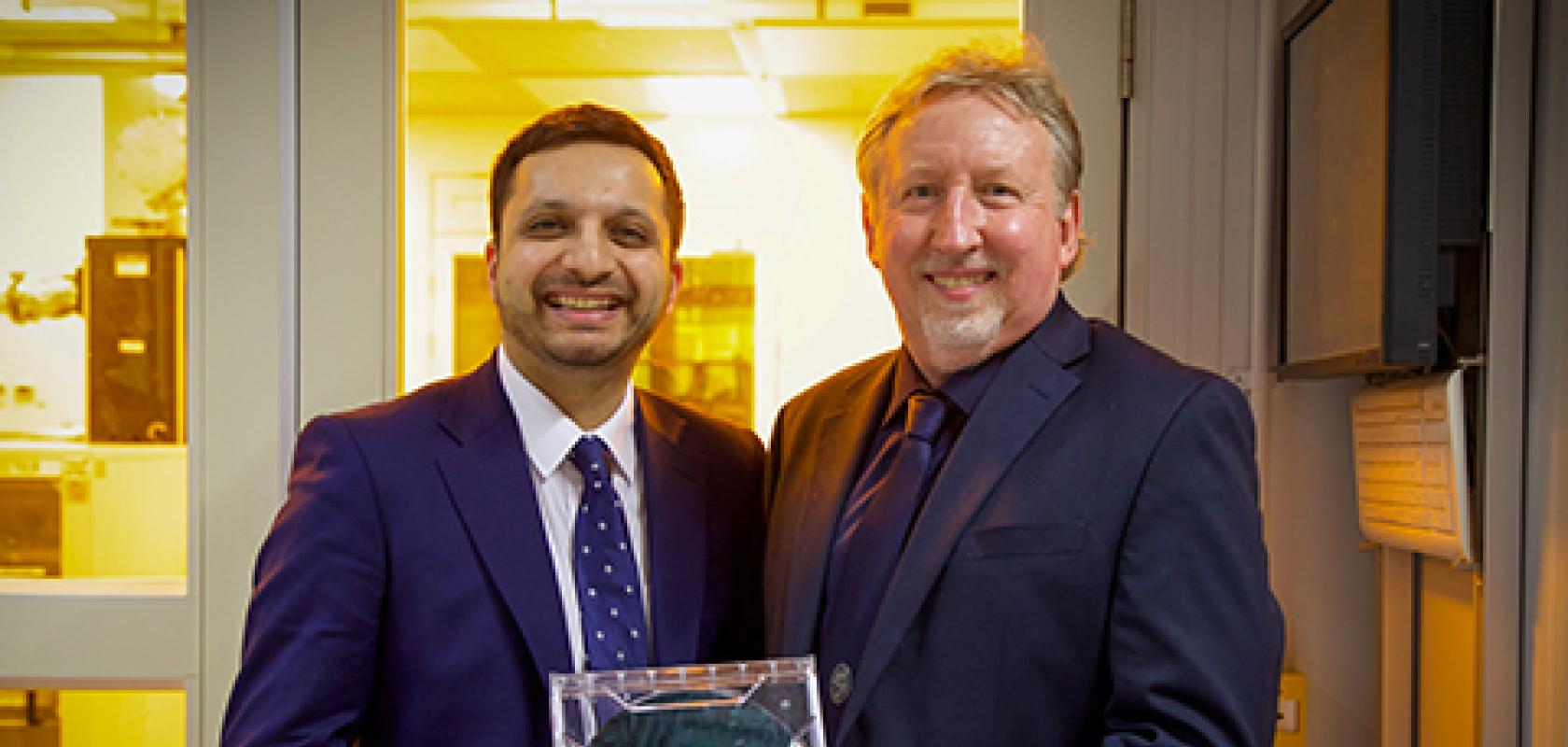 Saqib Bhatti, the UK's Minister for Tech and the Digital Economy, left, and Professor Graham Reed, director of the Optoelectronics Research Centre at the University of Southampton (Image: University of Southampton) Saqib Bhatti, the UK's Minister for Tech and the Digital Economy, left, and Professor Graham Reed, director of the Optoelectronics Research Centre at the University of Southampton