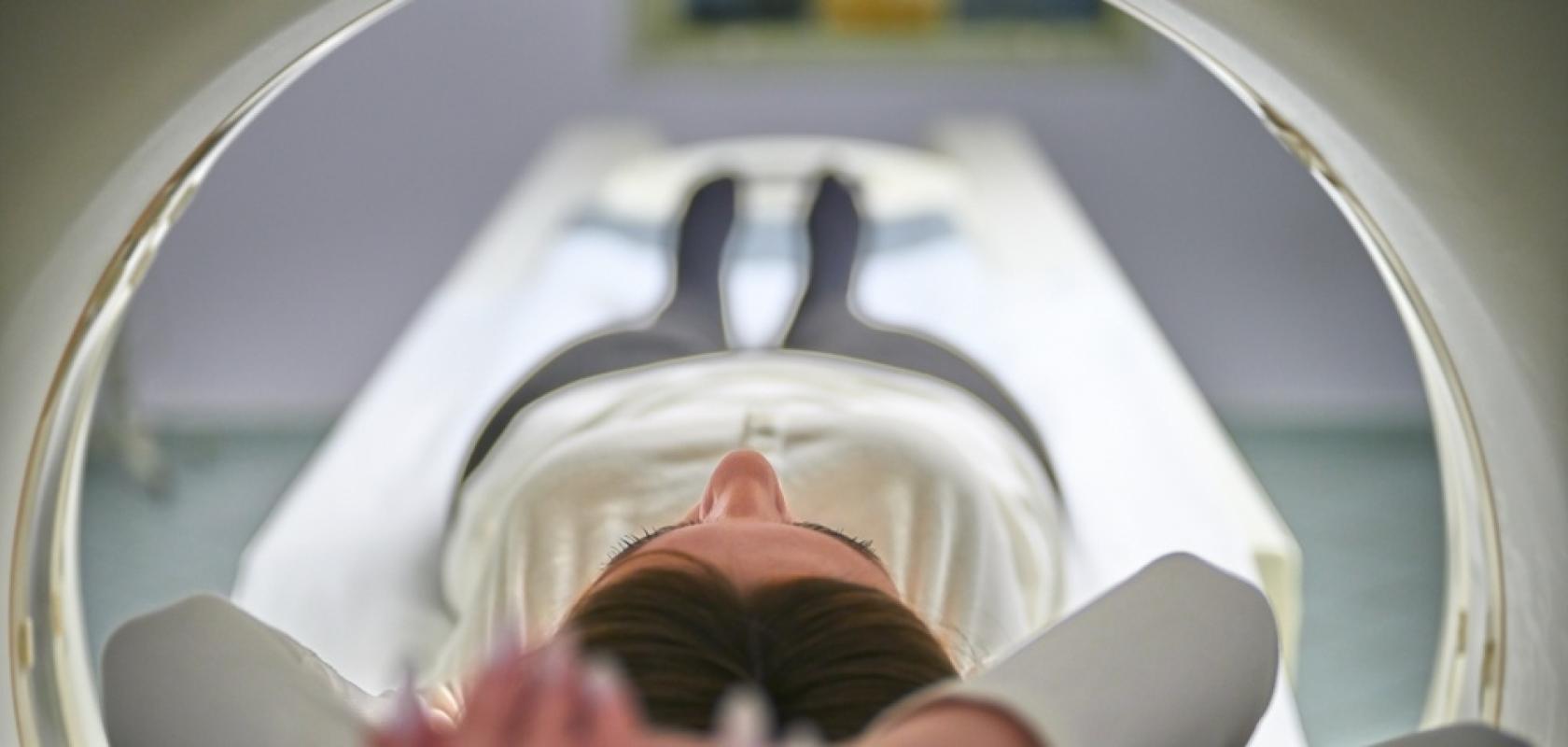 A person in a medical scanner