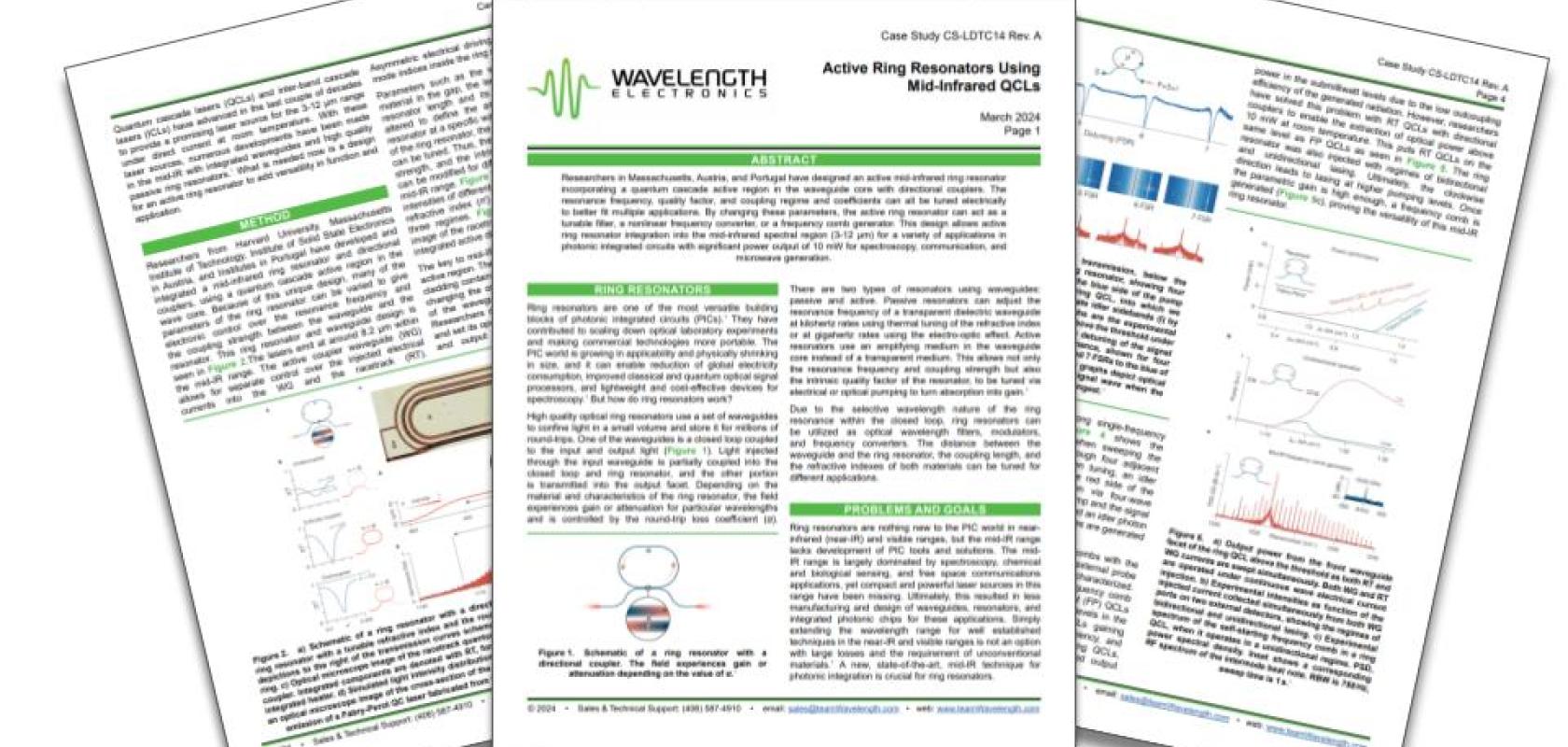 Active ring resonators using mid-infrared QCLs: A White Paper from Wavelength Electronics