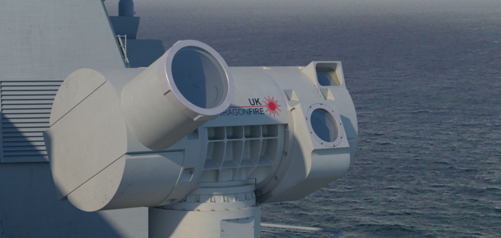 The DragonFire laser directed eneregy weapon system on board a ship
