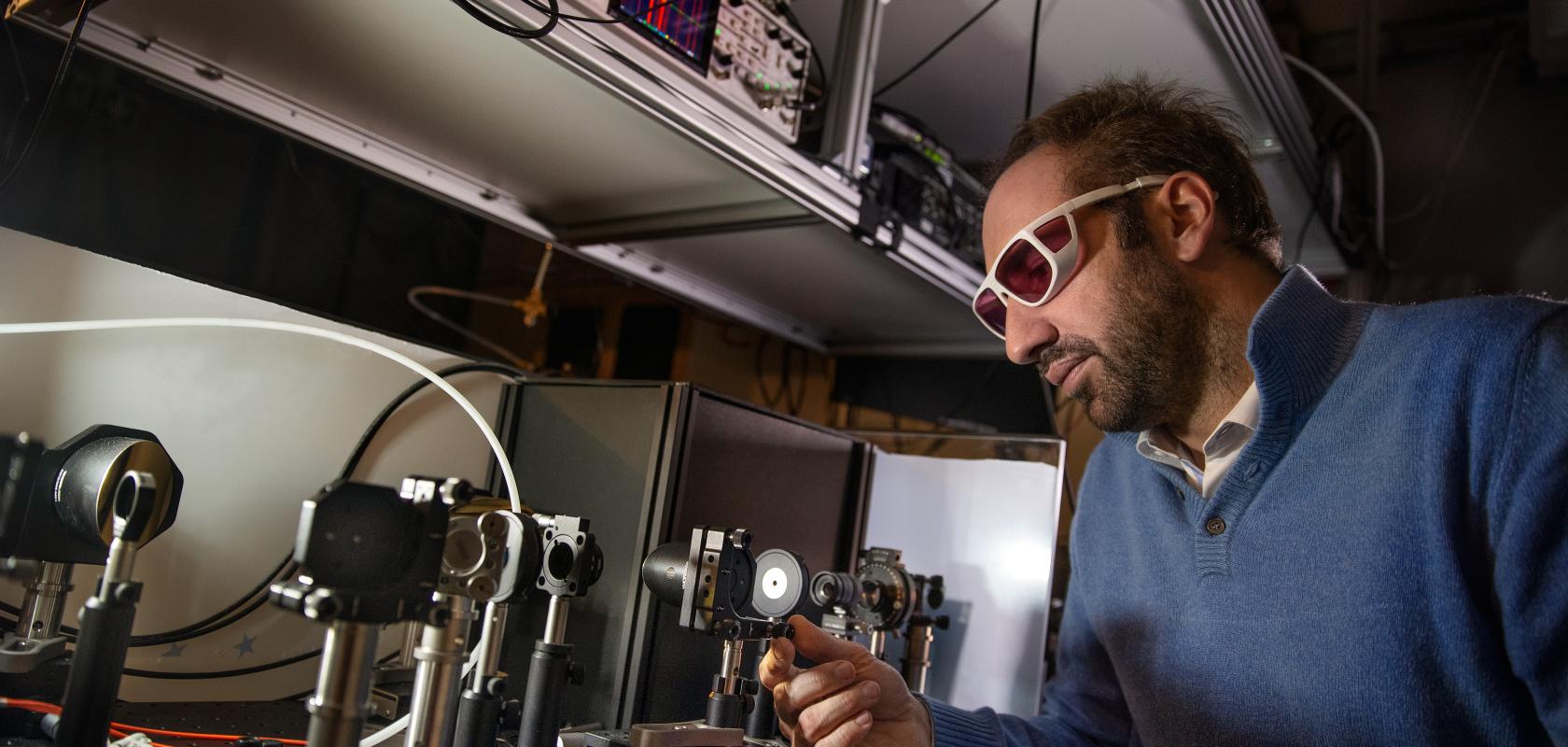 Stefano Bonetti in his lab at Stockholm University