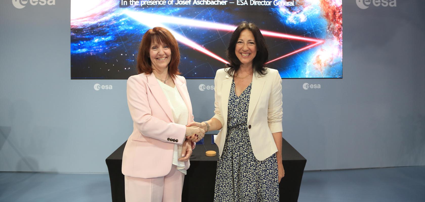 ESA Director of Science, Carole Mundell and OHB System CEO, Chiara Pedersoli