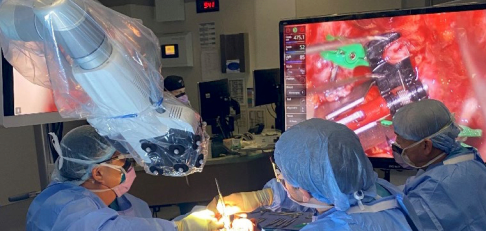 A surgical exoscope in use