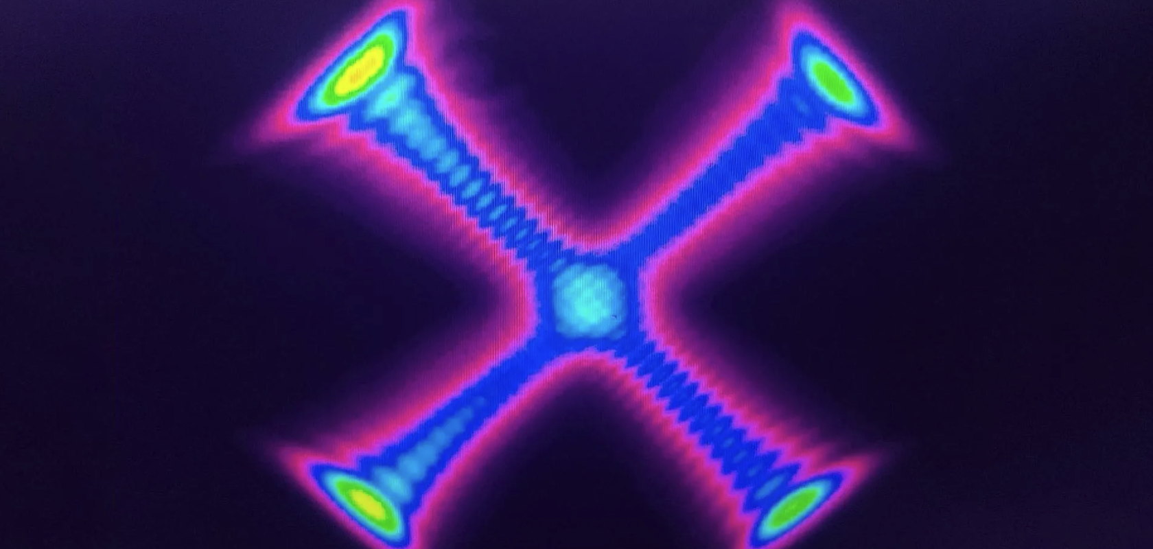 Characteristic X-pattern of a vortex beam
