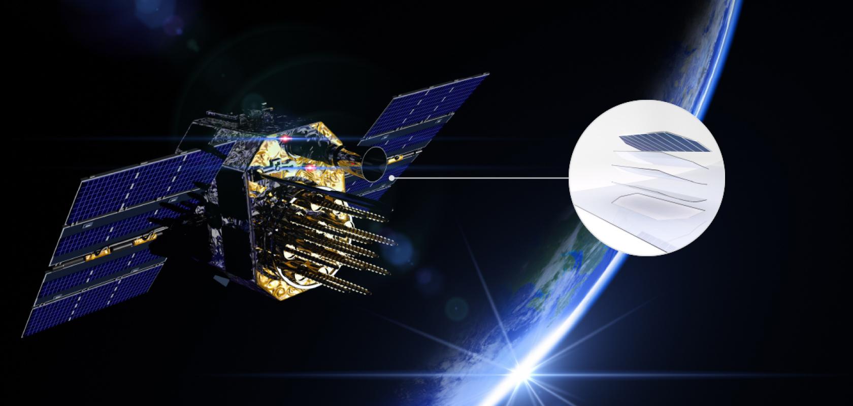 In-orbit satellite with new cover glass