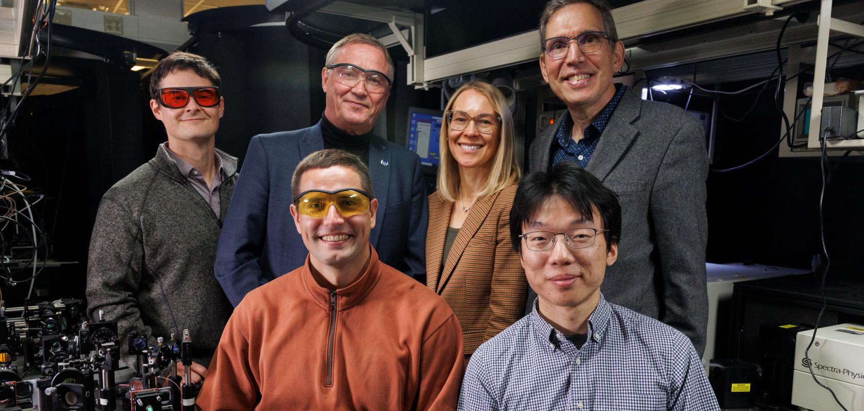 Colton Fruhling, post-doctoral researcher; Shalaev; Boltasseva, the Ron and Dotty Garvin Tonjes Distinguished Professor in Electrical and Computer Engineering; Alexander Kildishev, professor; Chen and Sychev