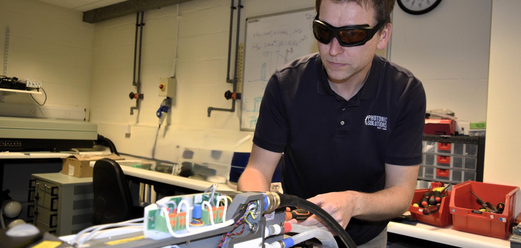 Douglas McRobbie, Service Team Manager at Photonic Solutions, pictured in the company’s laboratory facility - illustrate its service capabilities