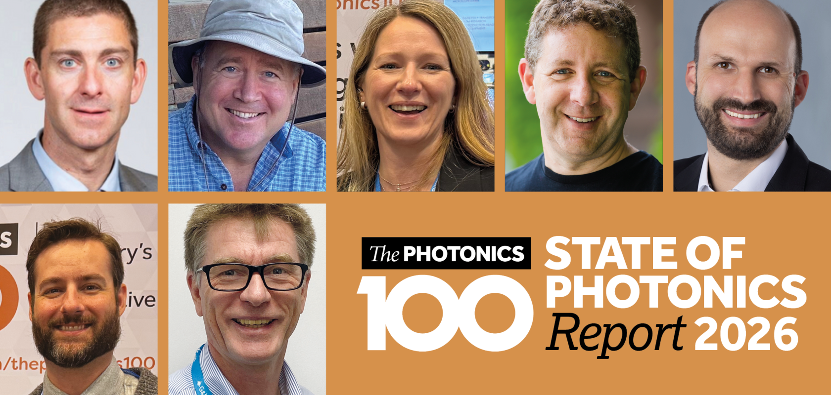 Faces from the Photonics100 above a logo for the State of Photonics 2026 report