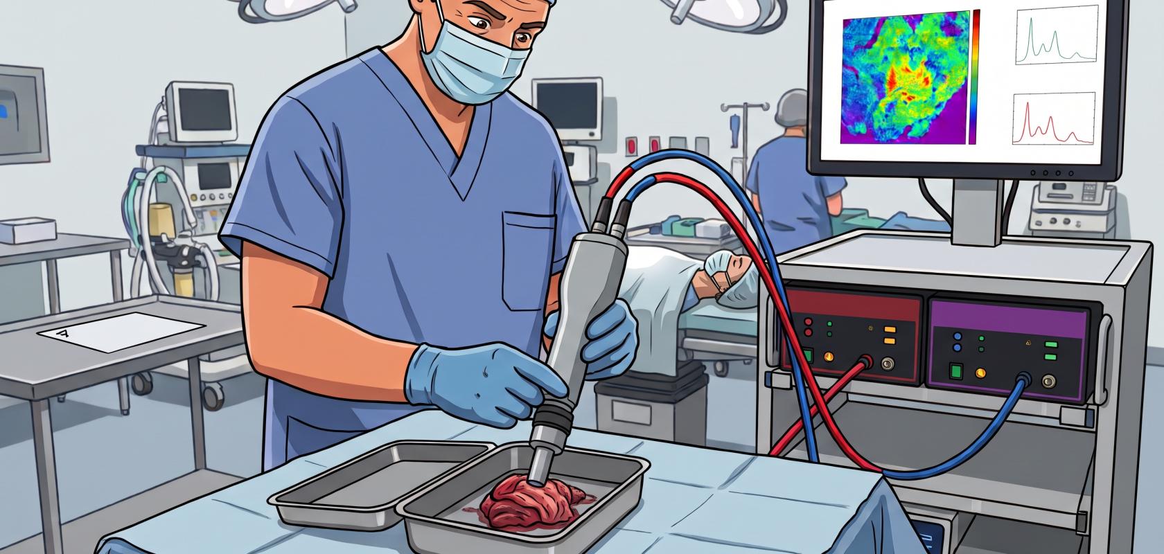 illustration of doctor using in-surgery biopsy probe