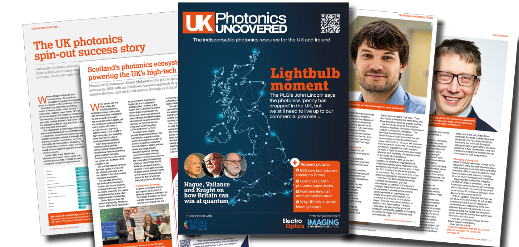 A montage of images from UK Photonics Uncovered magazine