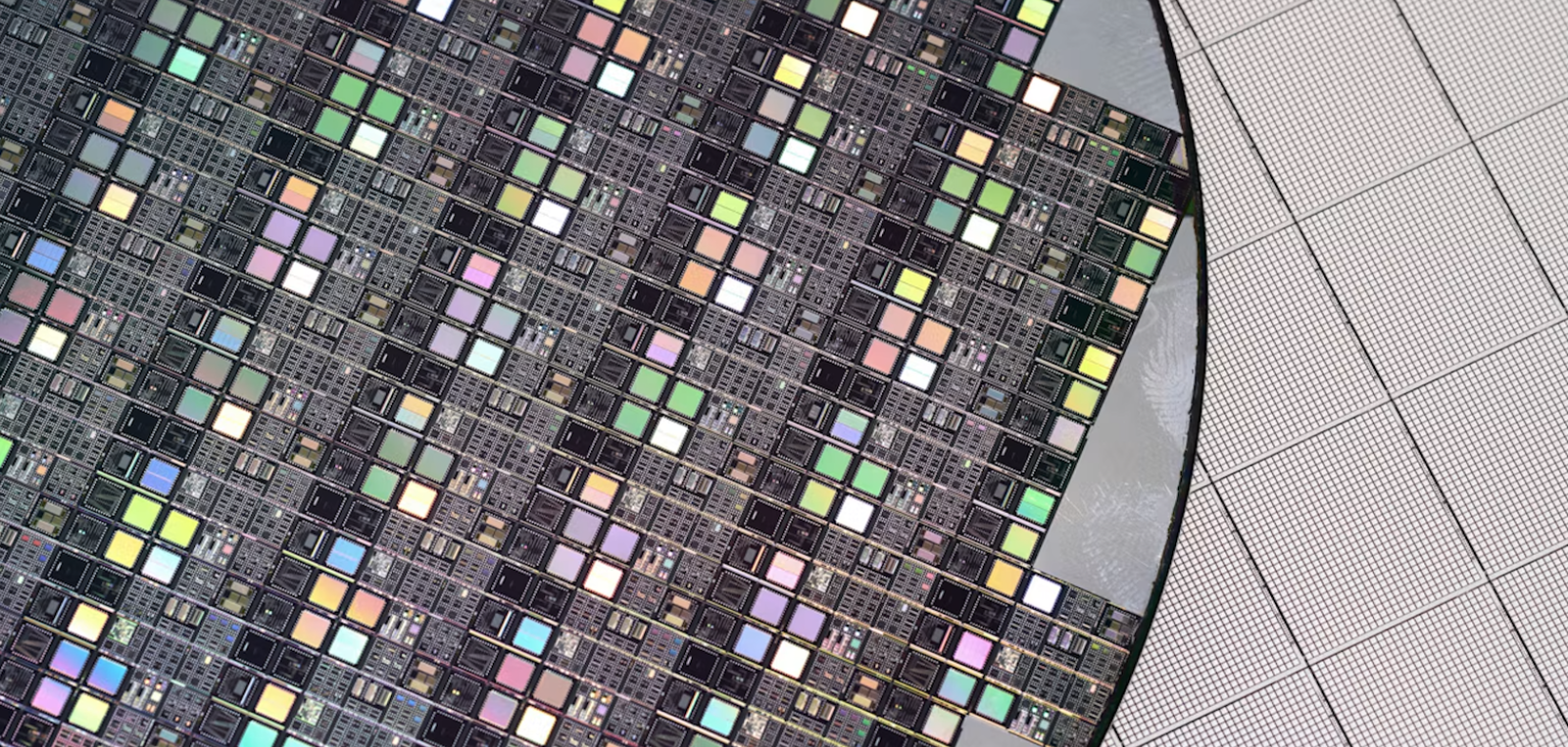 Close-up of semiconductor wafer