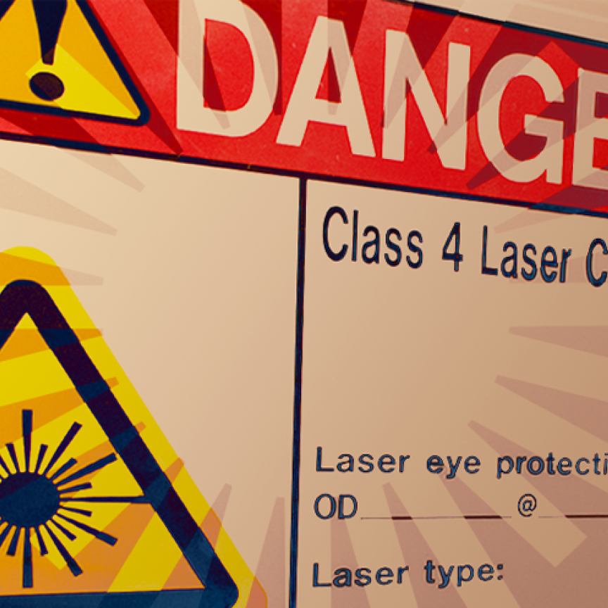 Laser safety warning sign