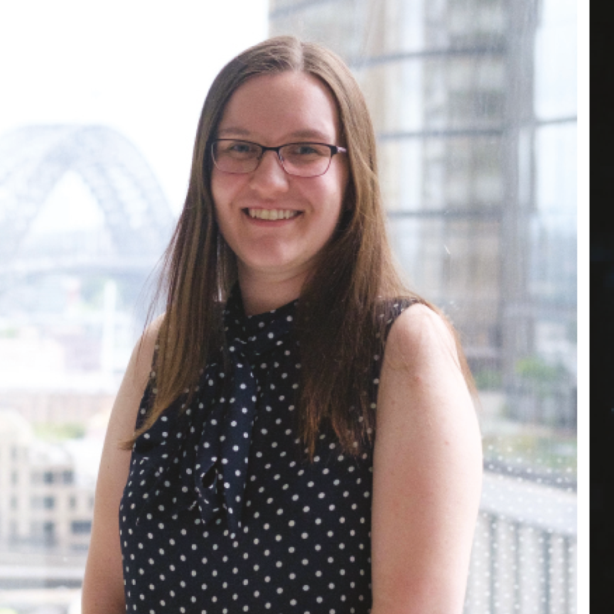 Katherine Kinder, Photonics Engineer at Advanced Navigation, and a fibre-optic gyroscope chip